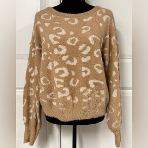 Express Fuzzy Leopard Pullover Sweater